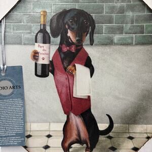 Weiner Dog Wine Bottle Canvas Print Fun Kitsch Decor Bar Kitchen